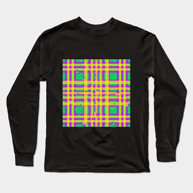 Glitchy Plaid 1 Long Sleeve T-Shirt by z0mbi